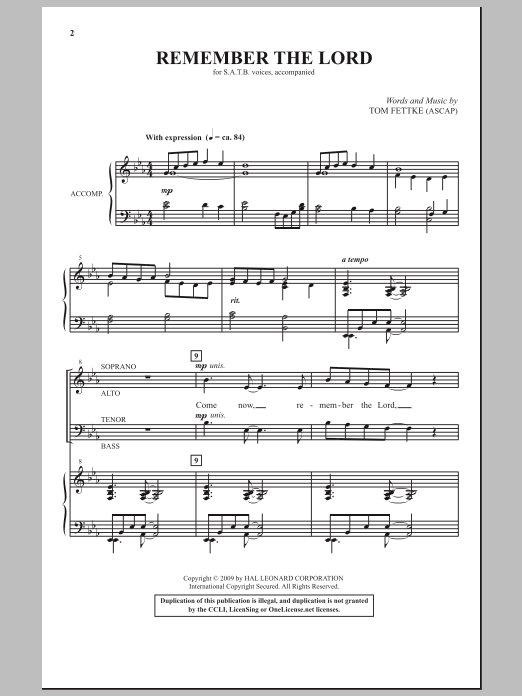 Download Tom Fettke Remember The Lord Sheet Music and learn how to play SATB Choir PDF digital score in minutes