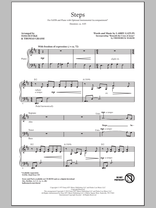 Download Tom Fettke Steps Sheet Music and learn how to play SATB Choir PDF digital score in minutes