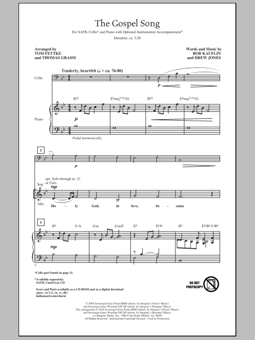 Download Tom Fettke The Gospel Song Sheet Music and learn how to play SATB Choir PDF digital score in minutes