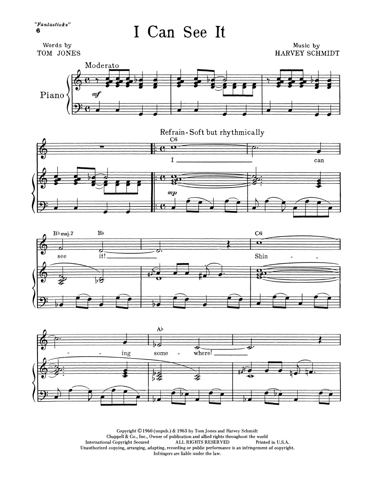 Download Tom Jones I Can See It Sheet Music and learn how to play Piano & Vocal PDF digital score in minutes