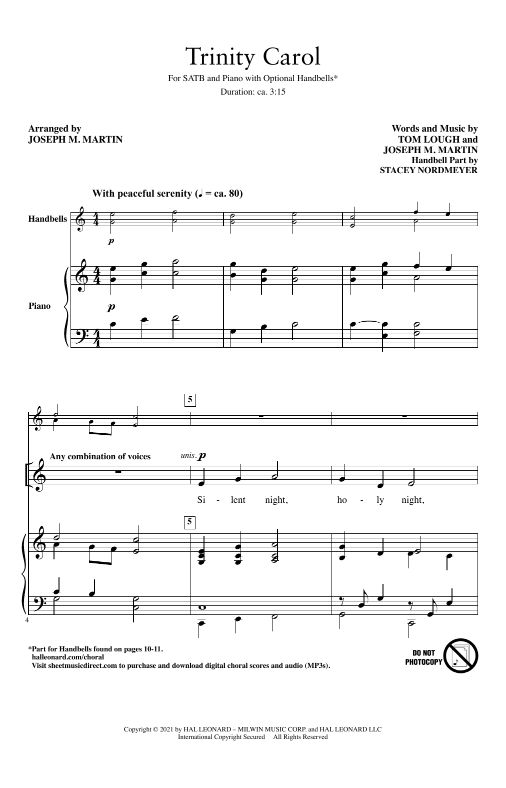 Download Tom Lough and Joseph M. Martin Trinity Carol (arr. Joseph M. Martin) Sheet Music and learn how to play SATB Choir PDF digital score in minutes