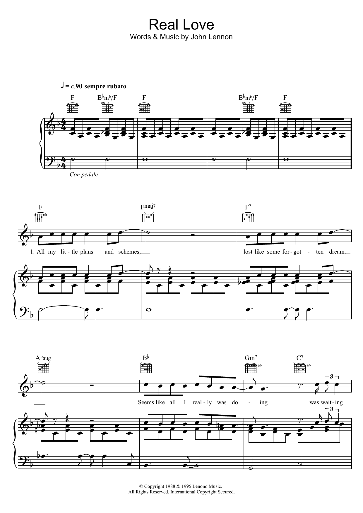 Download Tom Odell Real Love Sheet Music and learn how to play Beginner Piano PDF digital score in minutes
