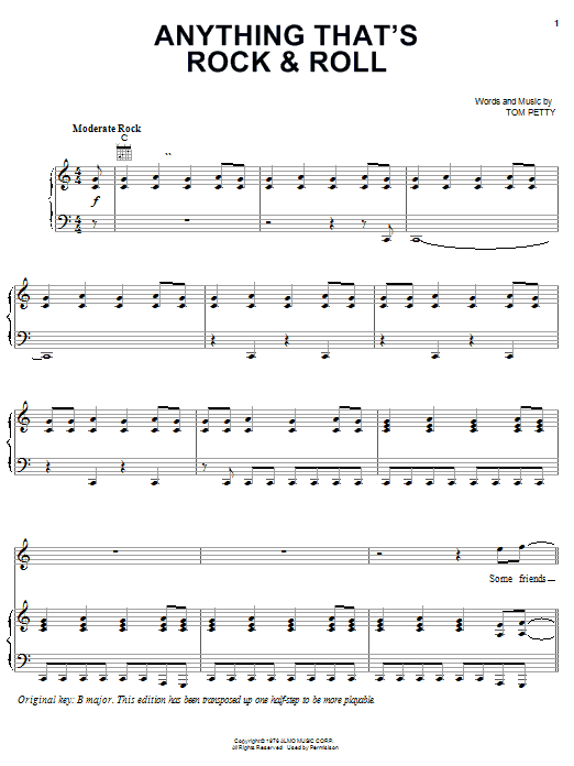 Download Tom Petty And The Heartbreakers Anything That's Rock & Roll Sheet Music and learn how to play Piano, Vocal & Guitar (Right-Hand Melody) PDF digital score in minutes