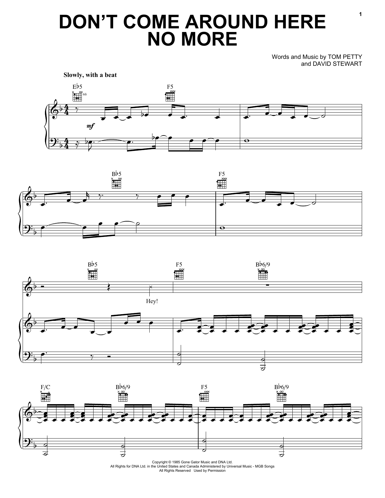 Download Tom Petty And The Heartbreakers Don't Come Around Here No More Sheet Music and learn how to play Guitar Tab PDF digital score in minutes