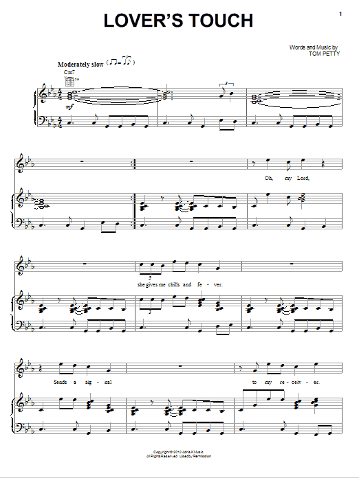 Download Tom Petty And The Heartbreakers Lover's Touch Sheet Music and learn how to play Piano, Vocal & Guitar (Right-Hand Melody) PDF digital score in minutes