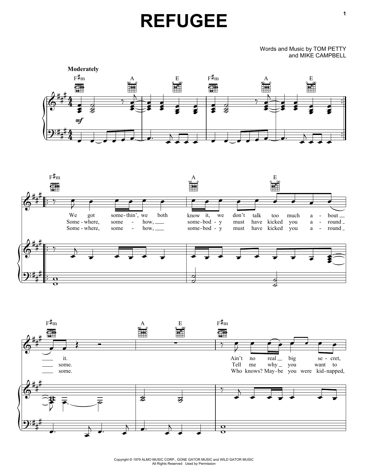 Download Tom Petty And The Heartbreakers Refugee Sheet Music and learn how to play Guitar Tab PDF digital score in minutes