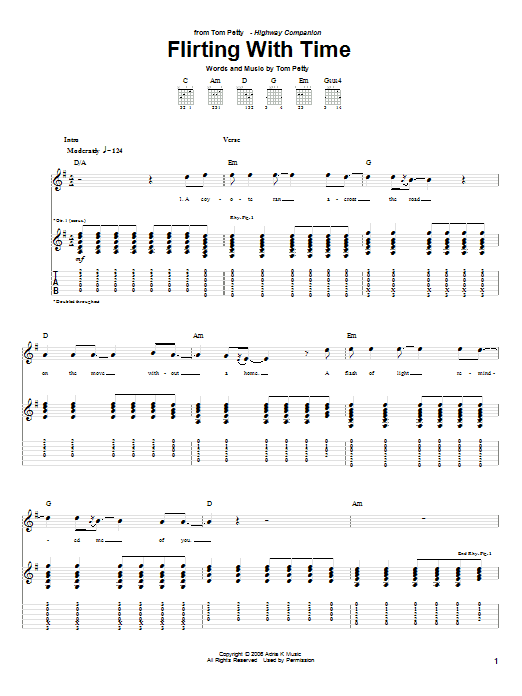 Download Tom Petty Flirting With Time Sheet Music and learn how to play Guitar Tab PDF digital score in minutes