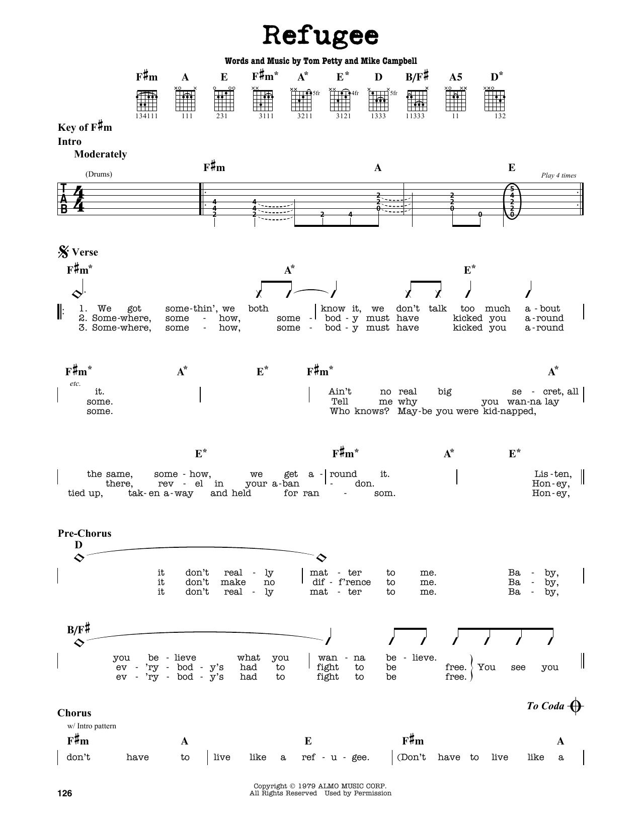 Download Tom Petty Refugee Sheet Music and learn how to play Keyboard Transcription PDF digital score in minutes