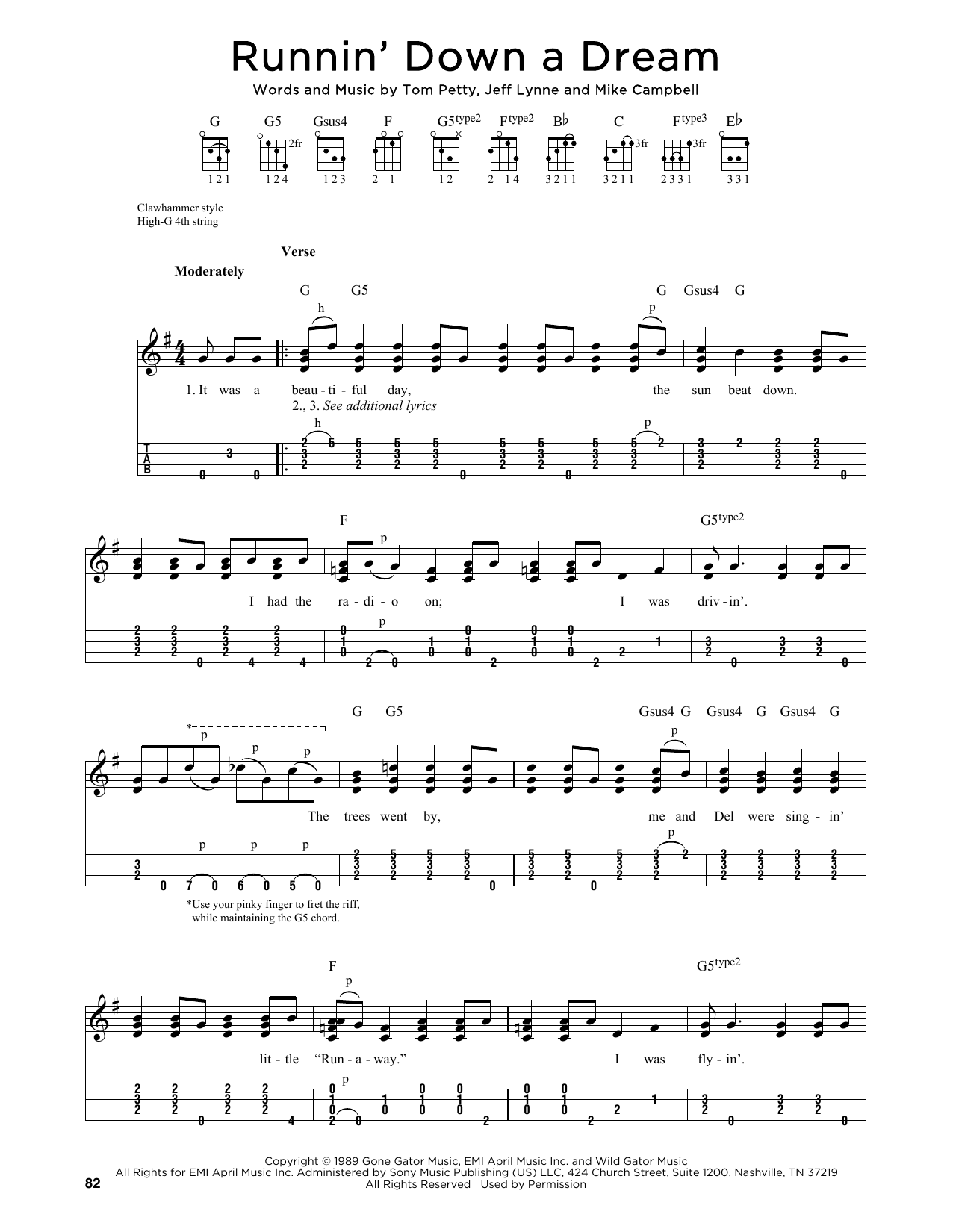 Download Tom Petty Runnin' Down A Dream (arr. Jim Schustedt) Sheet Music and learn how to play Ukulele PDF digital score in minutes