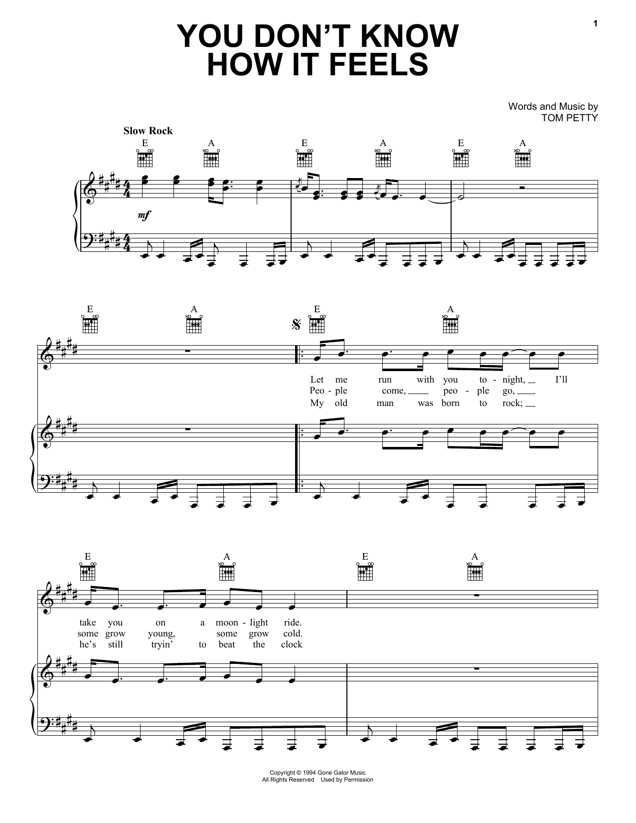 Download Tom Petty You Don't Know How It Feels Sheet Music and learn how to play Guitar Tab Play-Along PDF digital score in minutes