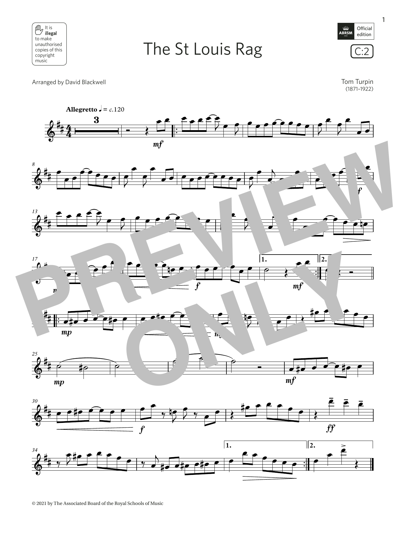 Download Tom Turpin The St Louis Rag (Grade 3 List C2 from the ABRSM Flute syllabus from 2022) Sheet Music and learn how to play Flute Solo PDF digital score in minutes