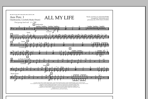 Download Tom Wallace All My Life - Aux. Perc. 1 Sheet Music and learn how to play Marching Band PDF digital score in minutes