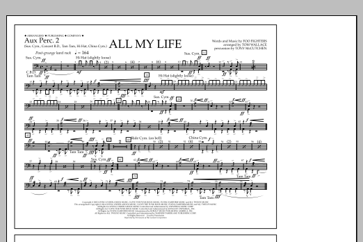Download Tom Wallace All My Life - Aux. Perc. 2 Sheet Music and learn how to play Marching Band PDF digital score in minutes