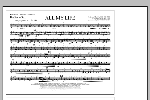 Download Tom Wallace All My Life - Baritone Sax Sheet Music and learn how to play Marching Band PDF digital score in minutes