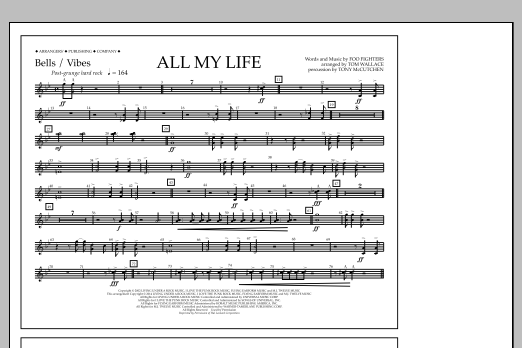 Download Tom Wallace All My Life - Bells/Vibes Sheet Music and learn how to play Marching Band PDF digital score in minutes