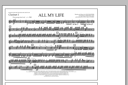 Download Tom Wallace All My Life - Clarinet 1 Sheet Music and learn how to play Marching Band PDF digital score in minutes