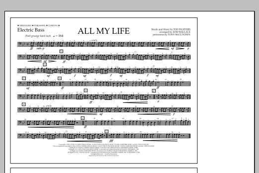 Download Tom Wallace All My Life - Electric Bass Sheet Music and learn how to play Marching Band PDF digital score in minutes