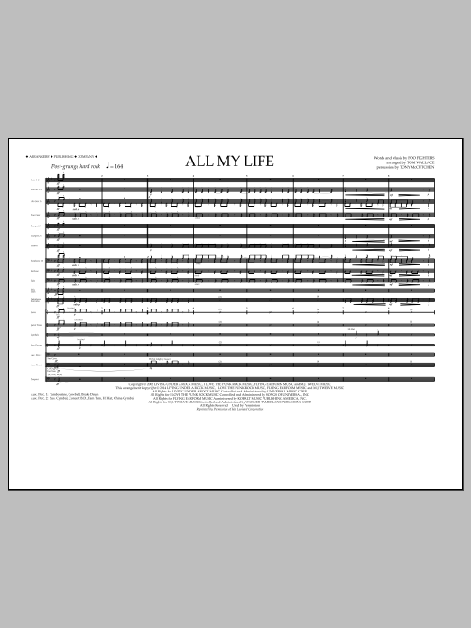 Download Tom Wallace All My Life - Full Score Sheet Music and learn how to play Marching Band PDF digital score in minutes