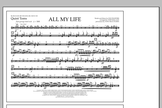 Download Tom Wallace All My Life - Quint-Toms Sheet Music and learn how to play Marching Band PDF digital score in minutes
