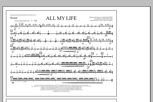 Download Tom Wallace All My Life - Snare Sheet Music and learn how to play Marching Band PDF digital score in minutes