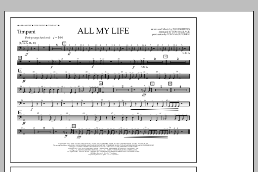 Download Tom Wallace All My Life - Timpani Sheet Music and learn how to play Marching Band PDF digital score in minutes