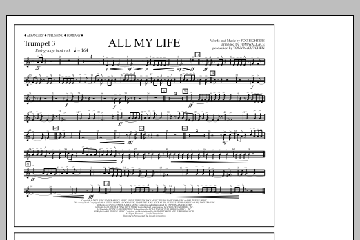 Download Tom Wallace All My Life - Trumpet 3 Sheet Music and learn how to play Marching Band PDF digital score in minutes