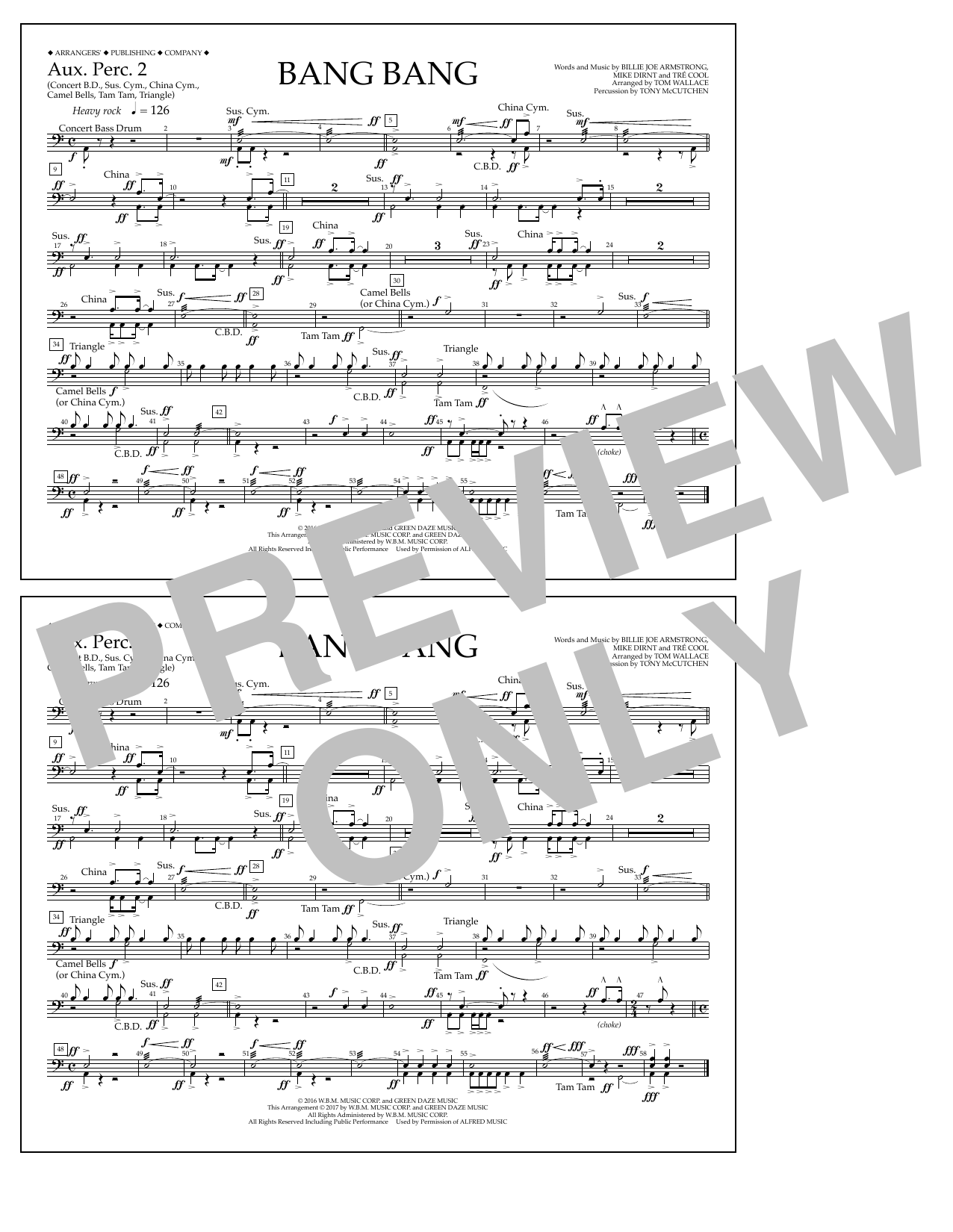 Download Tom Wallace Bang Bang - Aux. Perc. 2 Sheet Music and learn how to play Marching Band PDF digital score in minutes