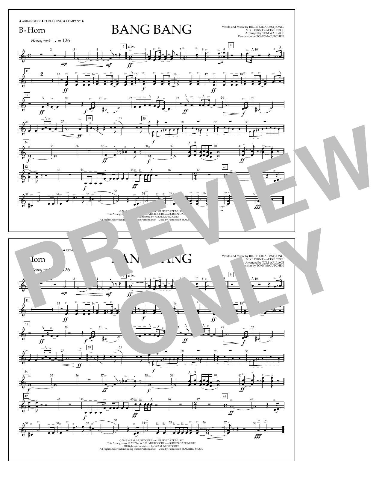 Download Tom Wallace Bang Bang - Bb Horn Sheet Music and learn how to play Marching Band PDF digital score in minutes
