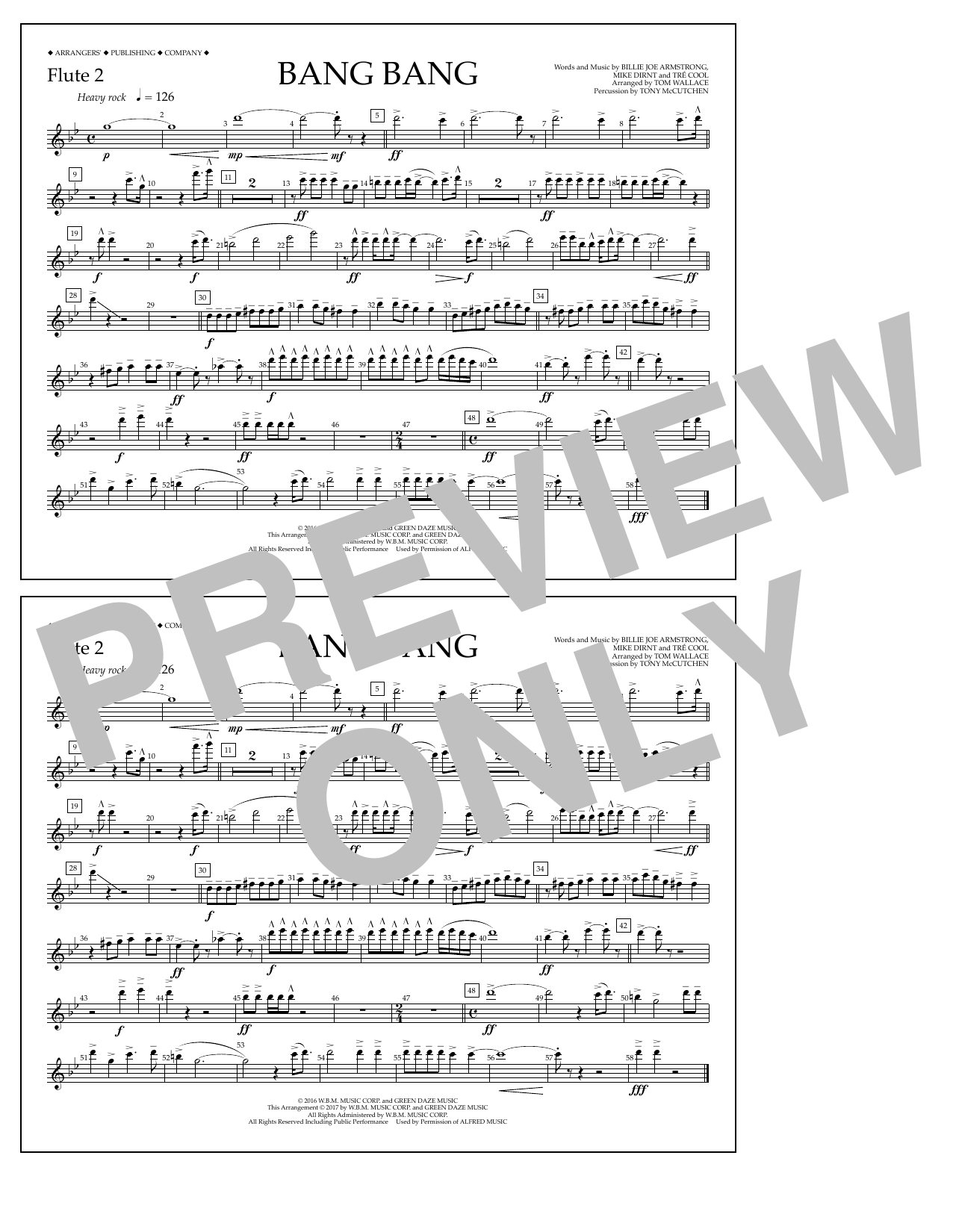 Download Tom Wallace Bang Bang - Flute 2 Sheet Music and learn how to play Marching Band PDF digital score in minutes