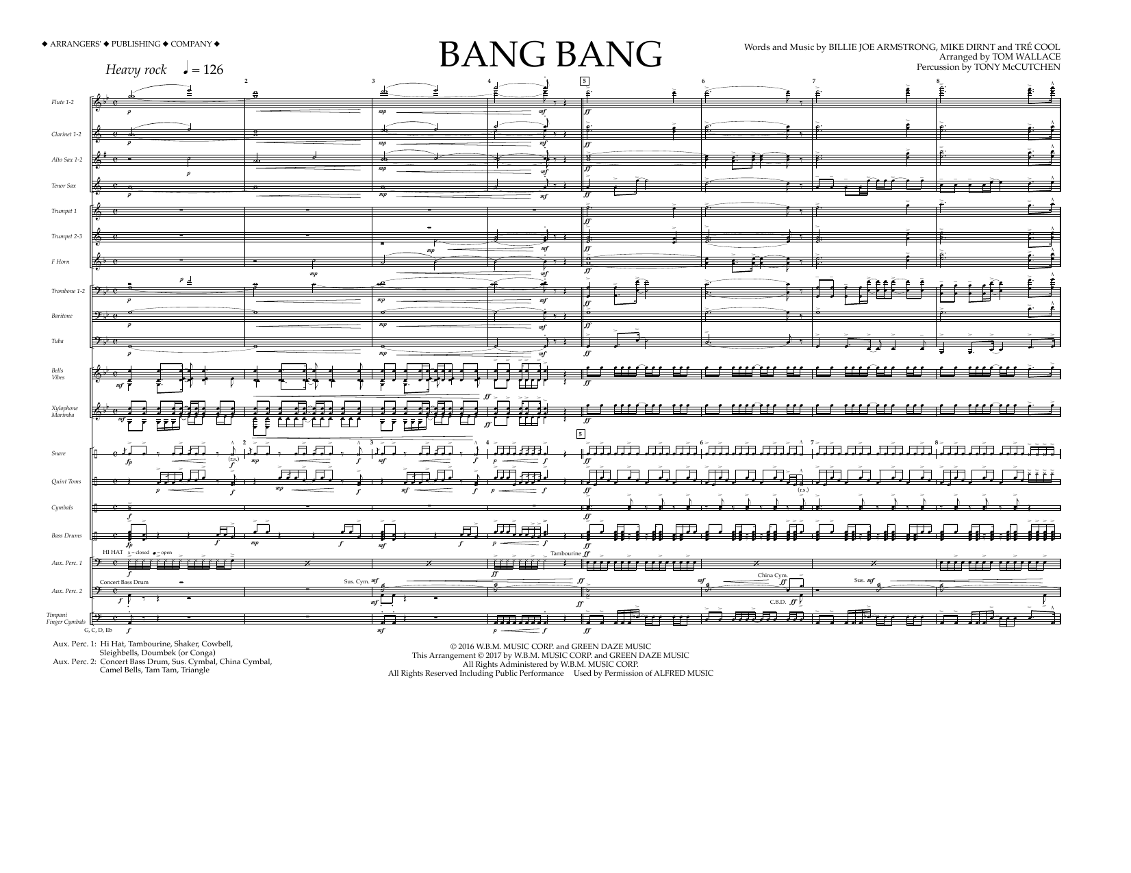 Download Tom Wallace Bang Bang - Full Score Sheet Music and learn how to play Marching Band PDF digital score in minutes