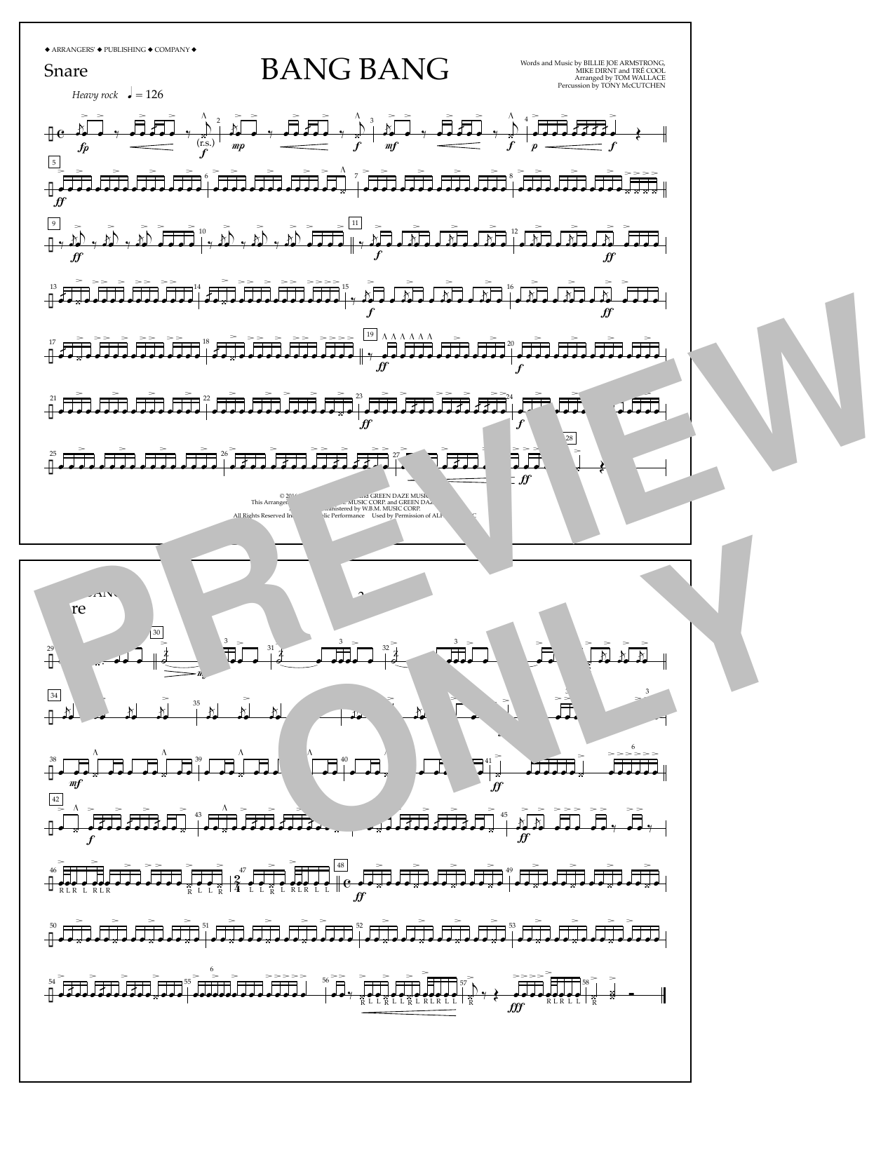 Download Tom Wallace Bang Bang - Snare Sheet Music and learn how to play Marching Band PDF digital score in minutes