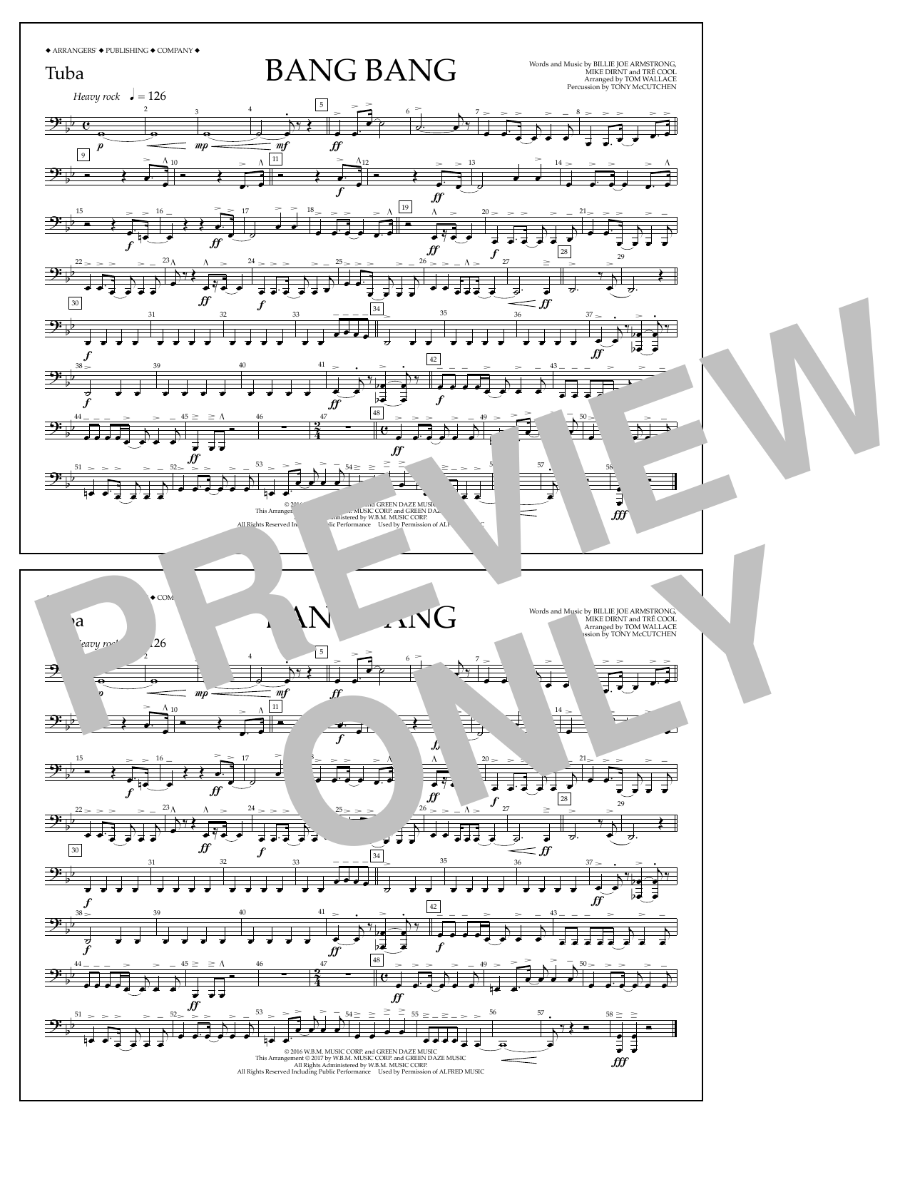 Download Tom Wallace Bang Bang - Tuba Sheet Music and learn how to play Marching Band PDF digital score in minutes
