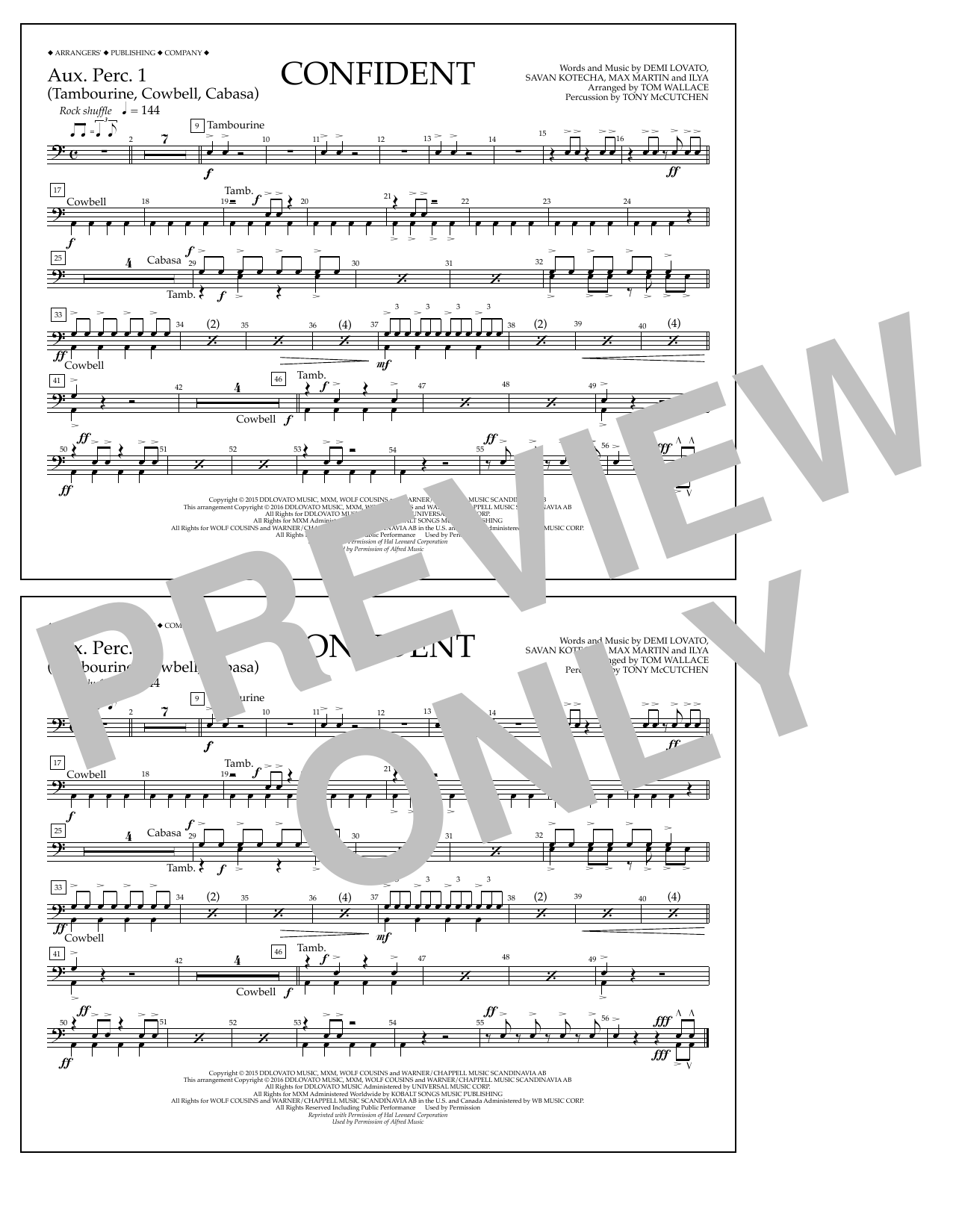 Download Tom Wallace Confident - Aux. Perc. 1 Sheet Music and learn how to play Marching Band PDF digital score in minutes