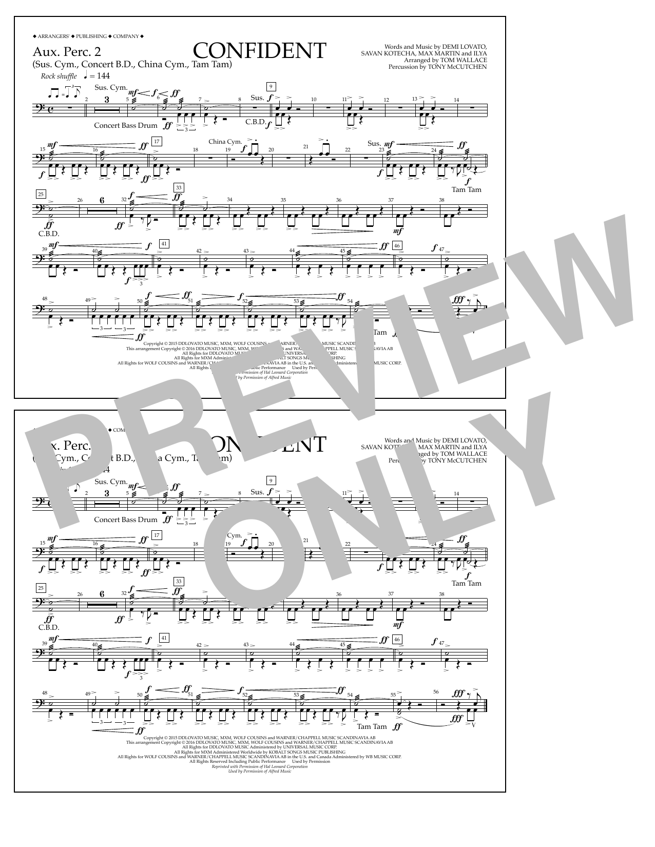 Download Tom Wallace Confident - Aux. Perc. 2 Sheet Music and learn how to play Marching Band PDF digital score in minutes