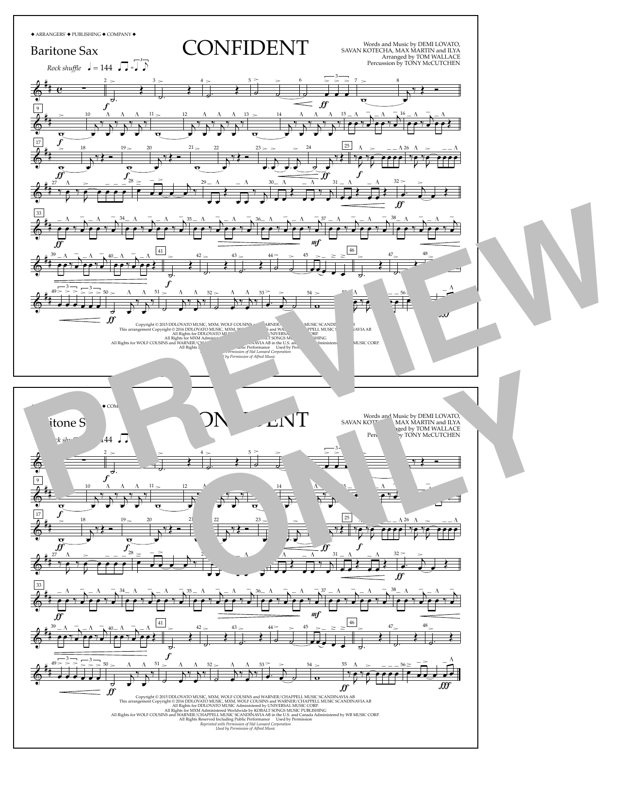 Download Tom Wallace Confident - Baritone Sax Sheet Music and learn how to play Marching Band PDF digital score in minutes
