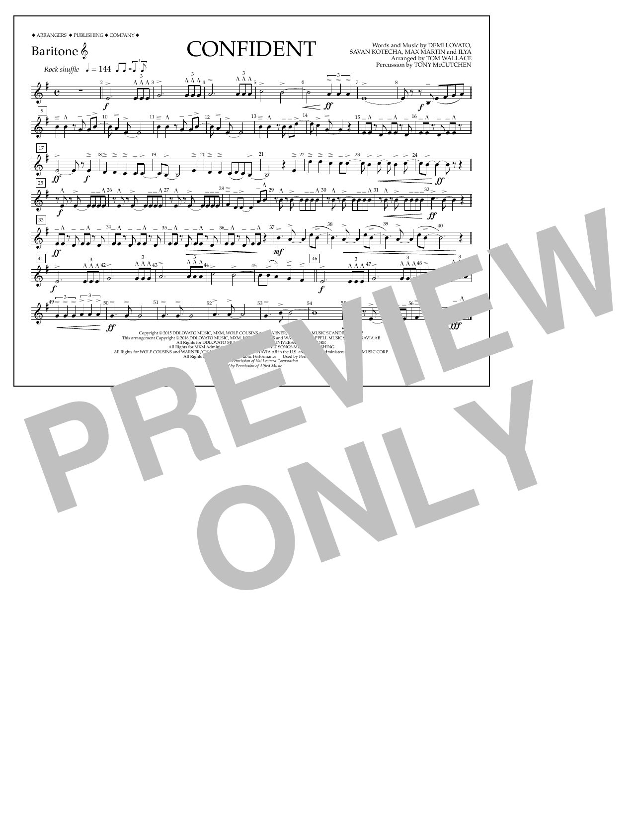 Download Tom Wallace Confident - Baritone T.C. Sheet Music and learn how to play Marching Band PDF digital score in minutes