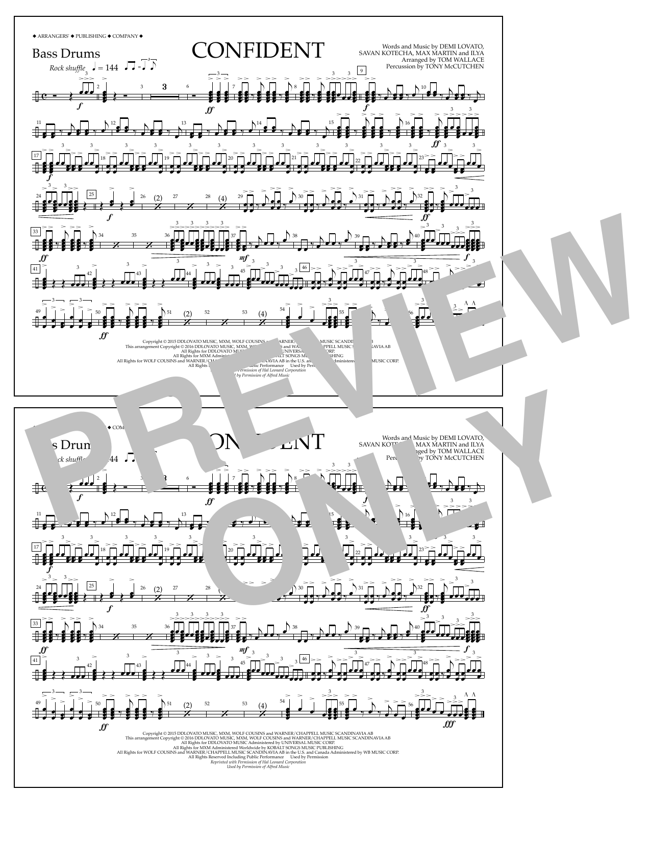 Download Tom Wallace Confident - Bass Drums Sheet Music and learn how to play Marching Band PDF digital score in minutes