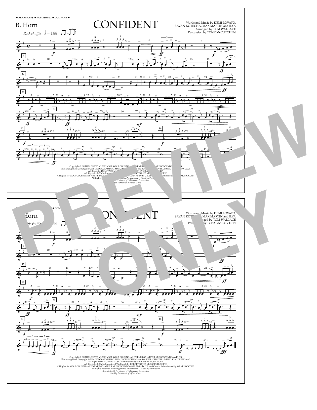 Download Tom Wallace Confident - Bb Horn Sheet Music and learn how to play Marching Band PDF digital score in minutes