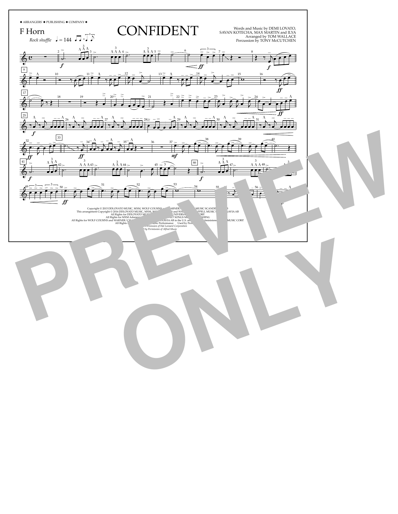 Download Tom Wallace Confident - F Horn Sheet Music and learn how to play Marching Band PDF digital score in minutes