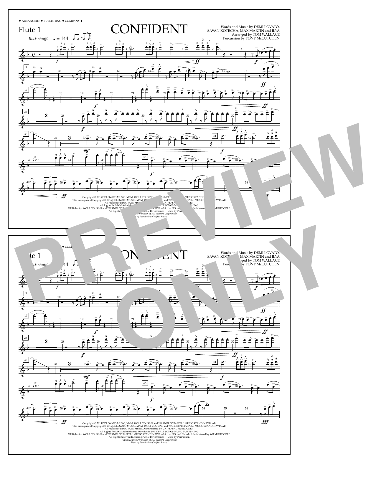 Download Tom Wallace Confident - Flute 1 Sheet Music and learn how to play Marching Band PDF digital score in minutes