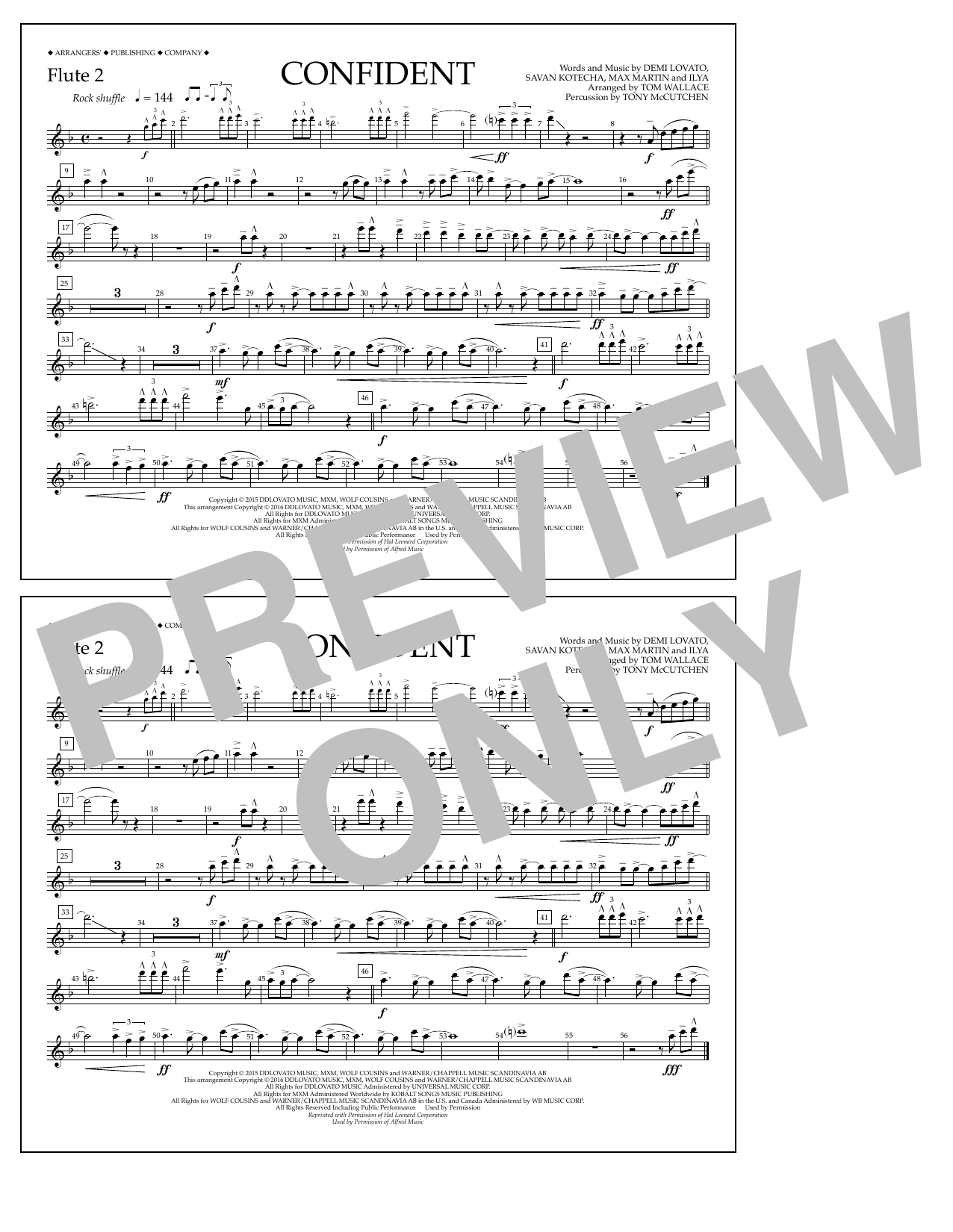 Download Tom Wallace Confident - Flute 2 Sheet Music and learn how to play Marching Band PDF digital score in minutes