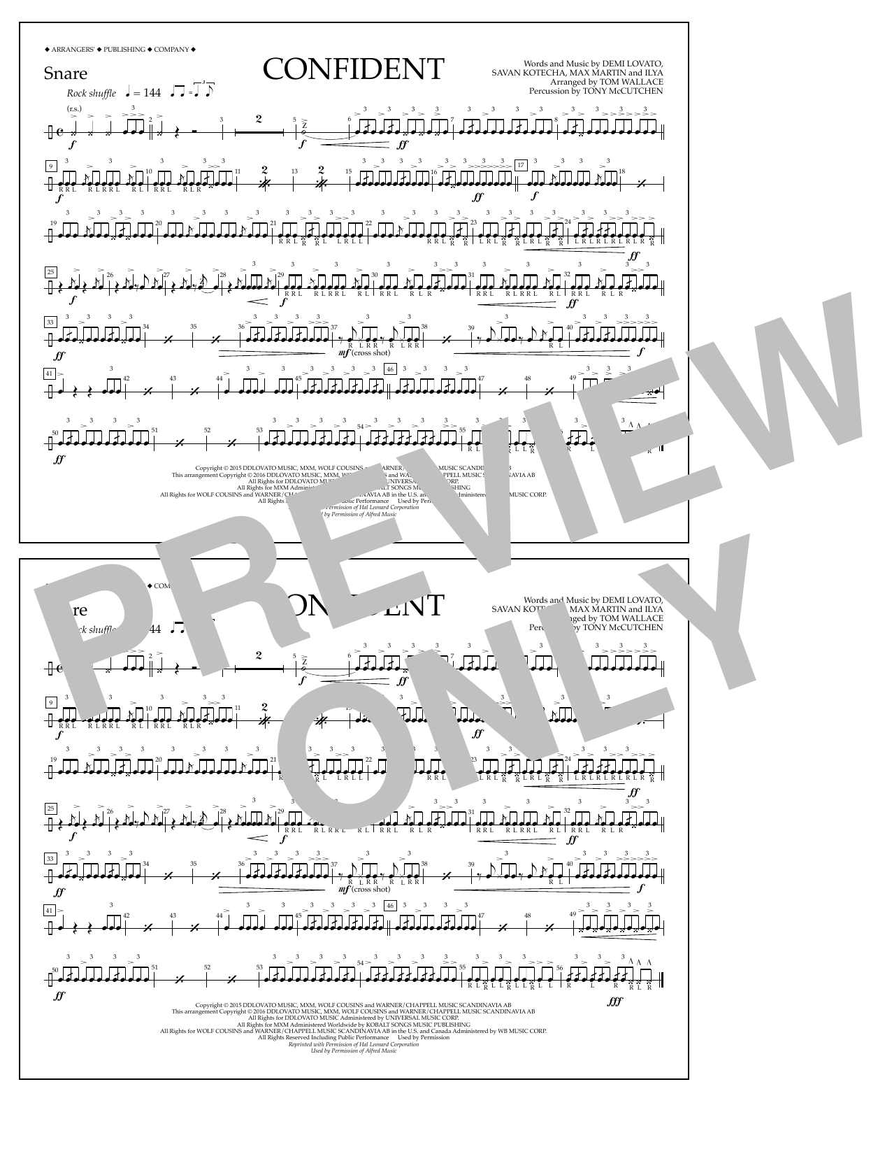 Download Tom Wallace Confident - Snare Sheet Music and learn how to play Marching Band PDF digital score in minutes