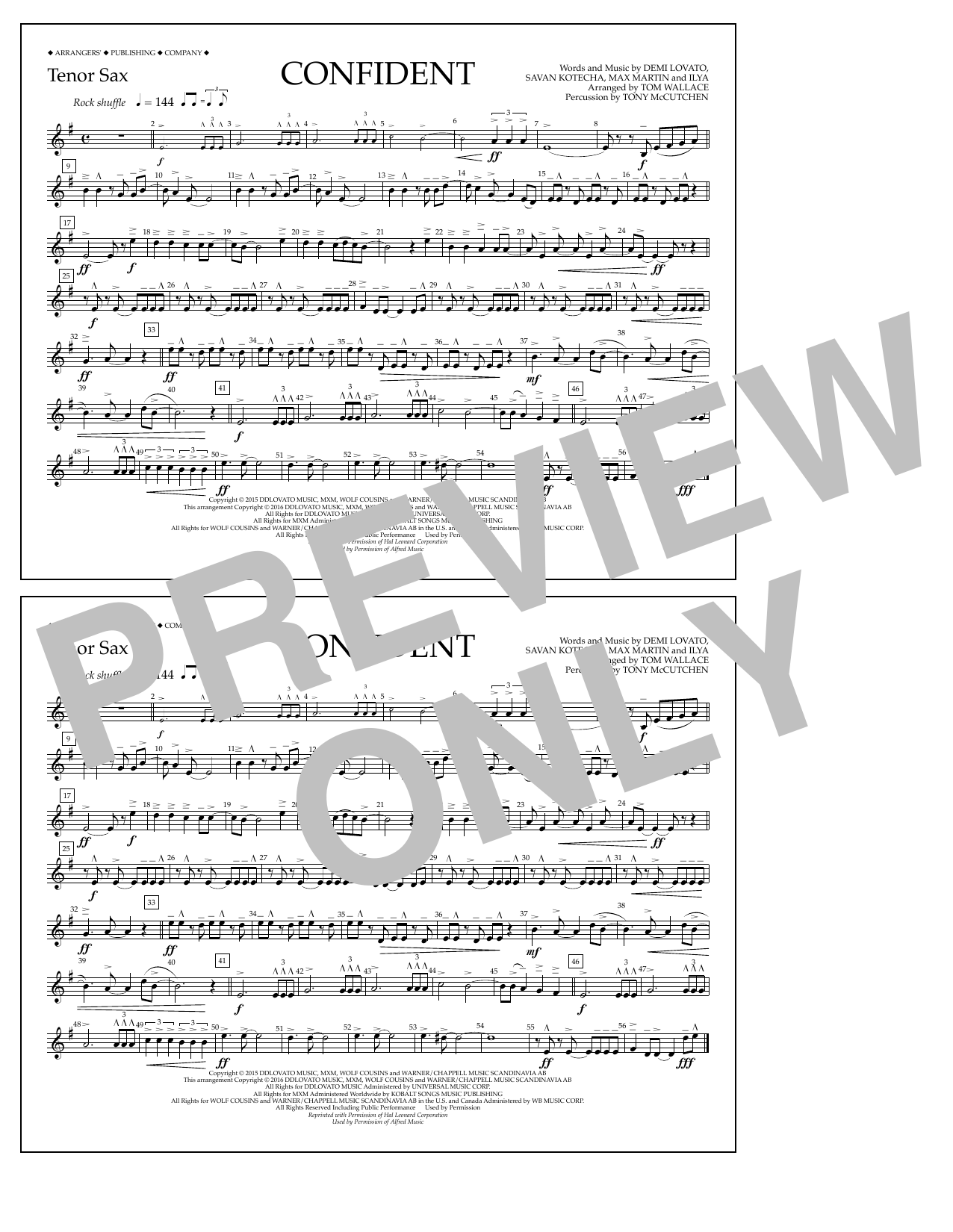 Download Tom Wallace Confident - Tenor Sax Sheet Music and learn how to play Marching Band PDF digital score in minutes