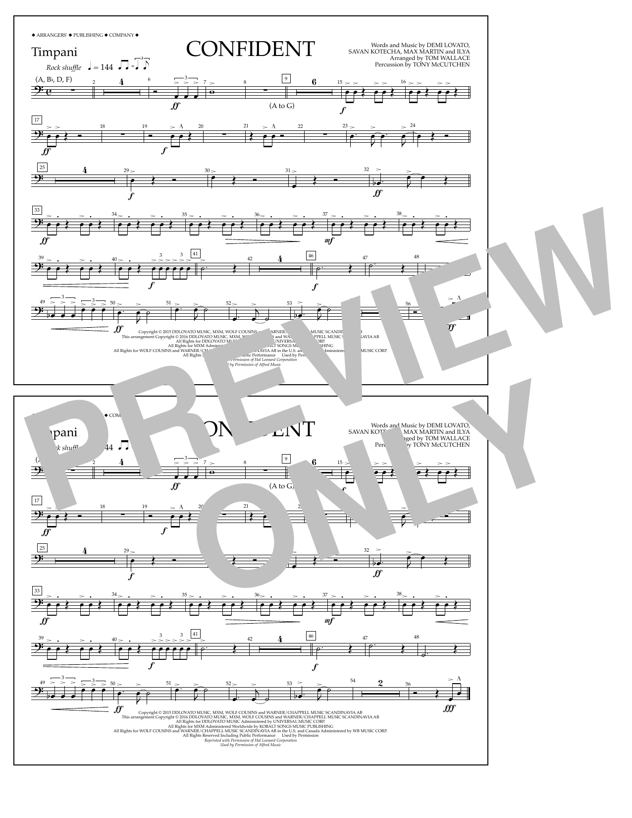 Download Tom Wallace Confident - Timpani Sheet Music and learn how to play Marching Band PDF digital score in minutes