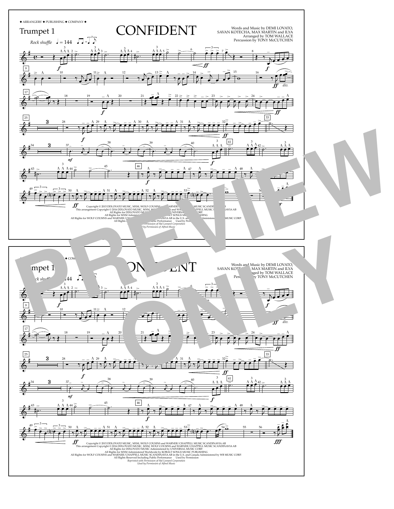 Download Tom Wallace Confident - Trumpet 1 Sheet Music and learn how to play Marching Band PDF digital score in minutes