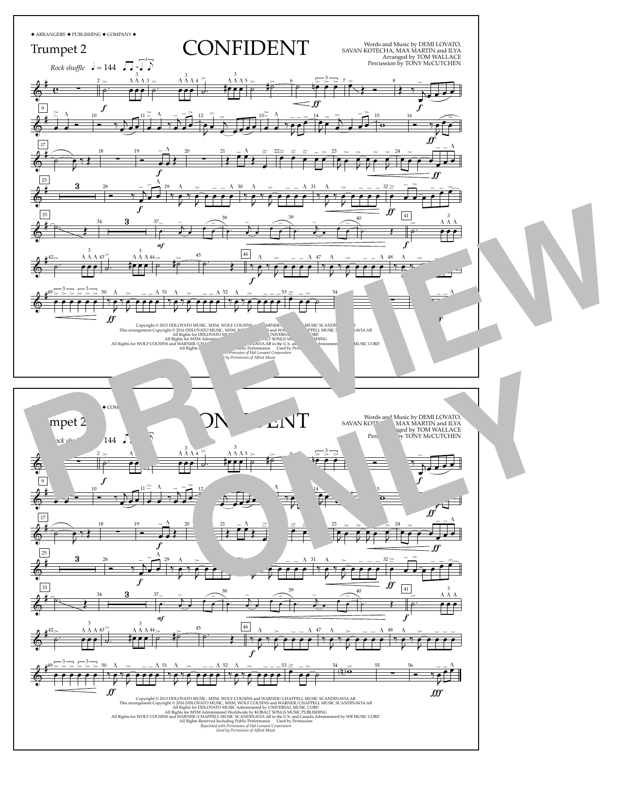 Download Tom Wallace Confident - Trumpet 2 Sheet Music and learn how to play Marching Band PDF digital score in minutes