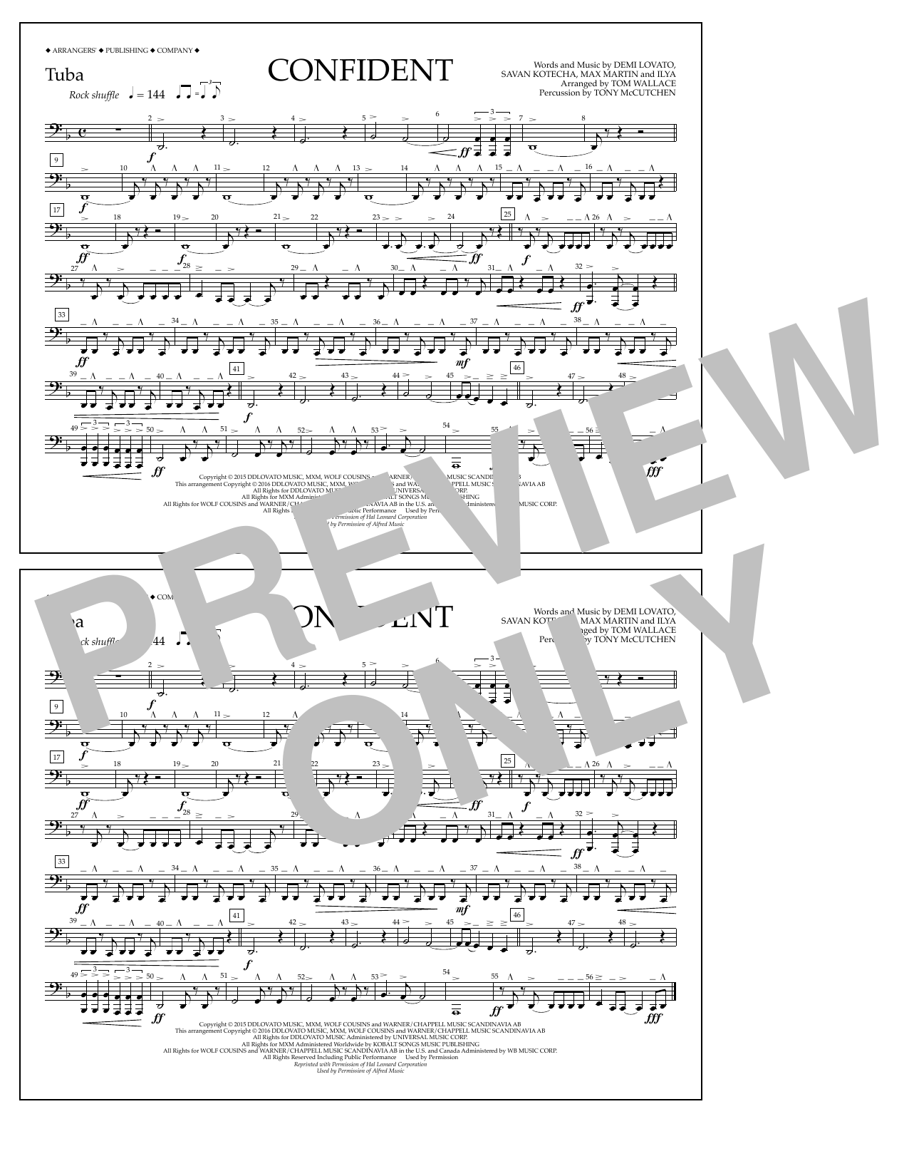 Download Tom Wallace Confident - Tuba Sheet Music and learn how to play Marching Band PDF digital score in minutes