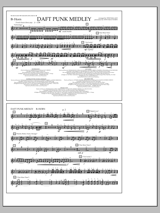 Download Tom Wallace Daft Punk Medley - Bb Horn Sheet Music and learn how to play Marching Band PDF digital score in minutes