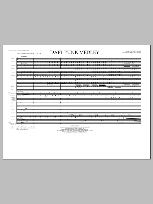 Download Tom Wallace Daft Punk Medley - Full Score Sheet Music and learn how to play Marching Band PDF digital score in minutes