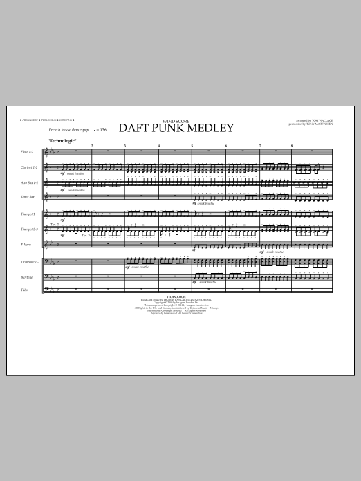 Download Tom Wallace Daft Punk Medley - Wind Score Sheet Music and learn how to play Marching Band PDF digital score in minutes